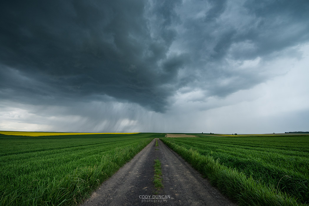 Spring thunderstom over fields, Prudnik County, Opole Voivodship, Silesia, Poland