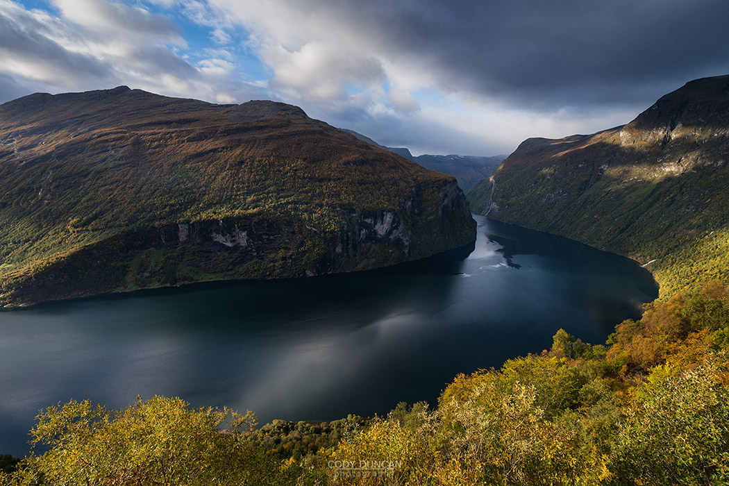 Scenic Geirangerfjord in autumn, Geiranger, Møre of Romsdals, Norway